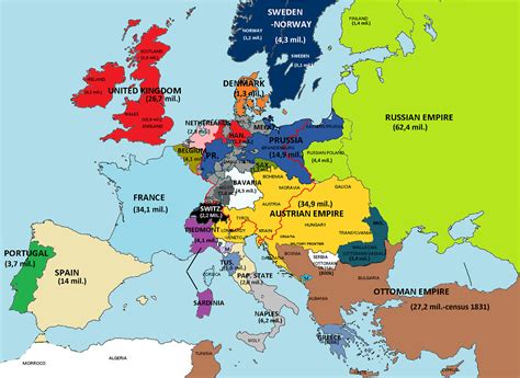 Map Of Europe In 1800S - Map Of Continents And Oceans