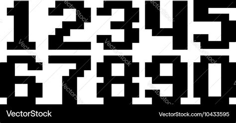 Black pixel number set Royalty Free Vector Image