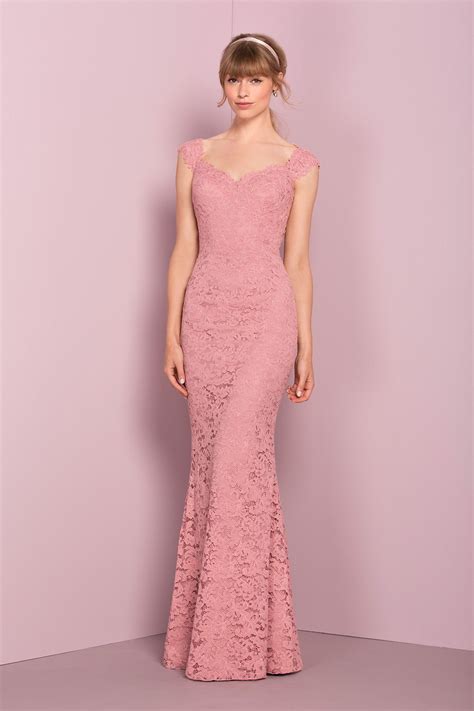 2017 Pink Lace Bridesmaid Dresses For Wedding Off The Shoulders Floor ...