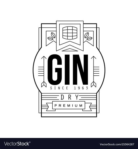 Gin vintage label design dry strong drink Vector Image