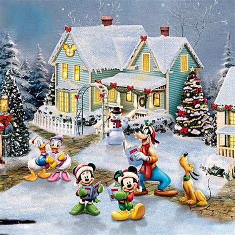 ♥ Thomas Kinkade "Disney" ♥ | Mickey christmas, Mickey mouse christmas, Christmas art