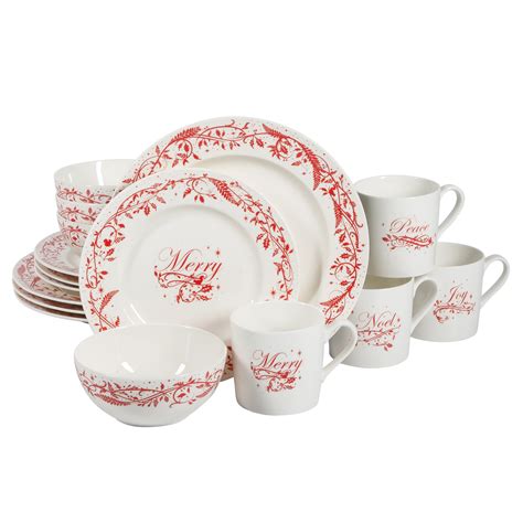 Martha Stewart Holiday Vines 16-Piece Porcelain Dinnerware Set