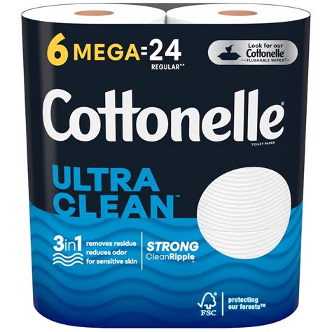 Cottonelle Ultra Clean Toilet Paper 1-Ply (6 Mega Rolls) | The Home Depot Canada