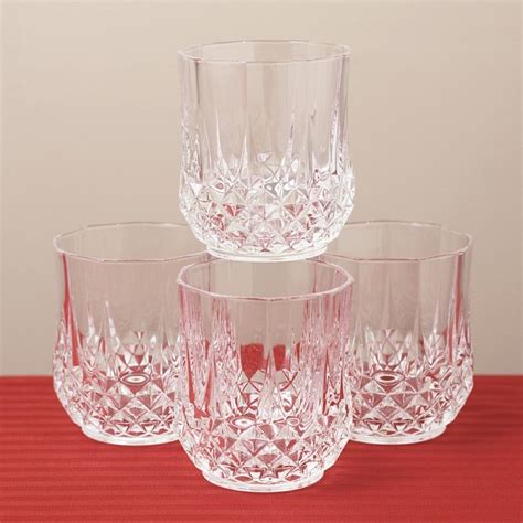 OLD FASHION WHISKY JUICE OR WATER GLASSES Longchamp D'ARQUES Crystal Set of 4 Old Fashion ...