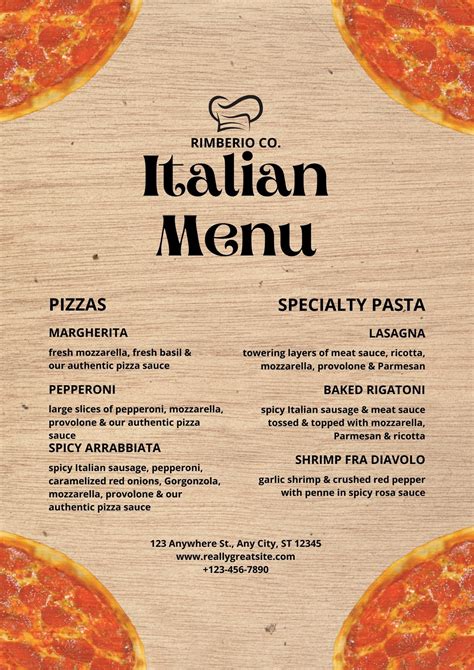 Italian Food Menu Ideas