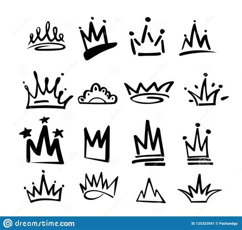 Crown Logo Graffiti Icon. Black Elements Isolated On White Background. Vector Illustration.Queen ...