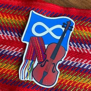 Métis Sash Flag and Fiddle Sticker - Etsy