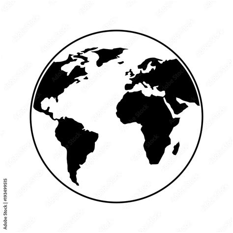 globe world earth planet map icon vector illustration outline Stock ...