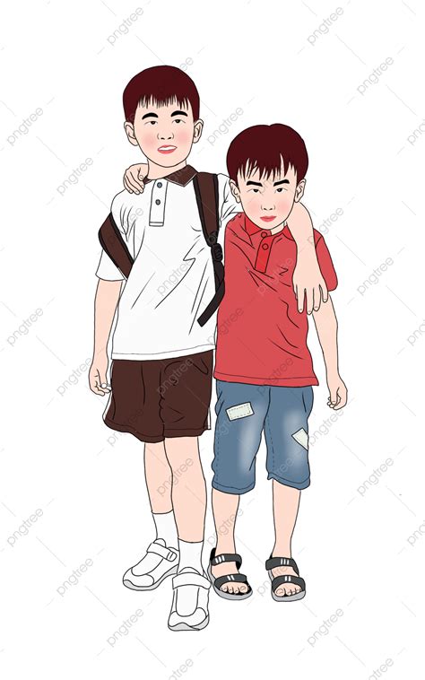 Brotherhood PNG Image, Hand Drawn Cartoon Love And Brotherhood, Brother ...