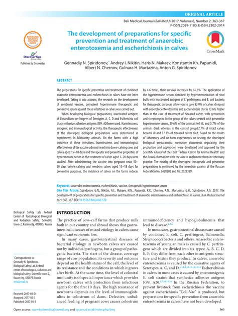 (PDF) The development of preparations for specific prevention and treatment of anaerobic ...