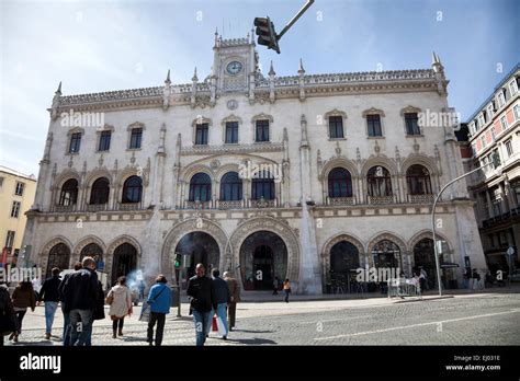 Rossio Train Station on Rossio Square in Baixa , Lisbon - Portugal Stock Photo - Alamy