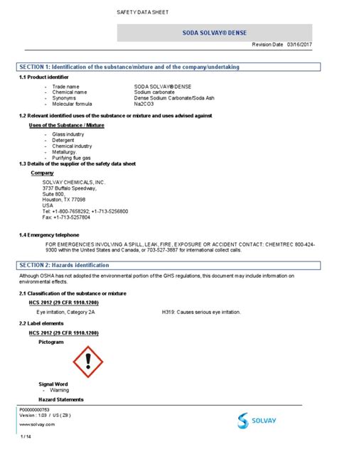 MSDS Soda Ash Dense | PDF | Toxicity | Dangerous Goods