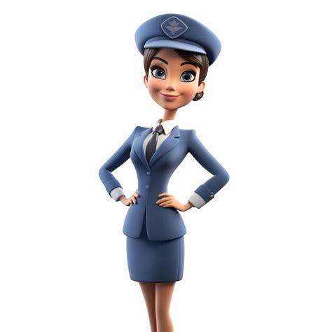 Premium AI Image | Image Of A Cartoon Air Hostess With A Hat And Uniform