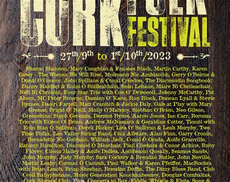 Cork Folk Festival – Cork, Ireland 27th Sept-1st October 2023 – Folk ...