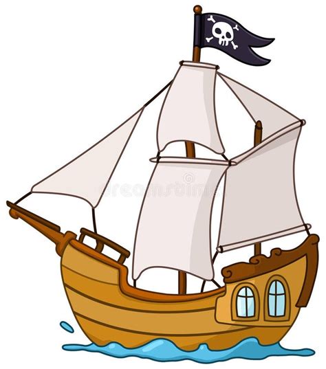 Pirate ship stock vector. Illustration of design, painting - 88979067 | Pirate ship drawing ...