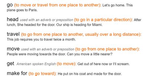 go synonyms - English Vocabulary – envocabulary.com