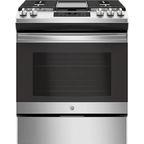 GE 30-inch 5.0 cu. ft. Single Oven Gas Range with Steam Clean in Stainless Steel | The Home ...