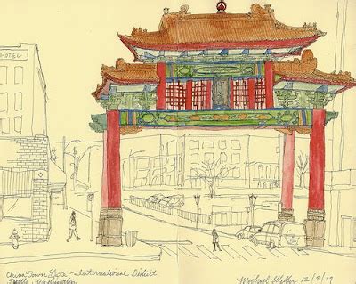 Urban Sketchers Seattle: Chinatown Gate