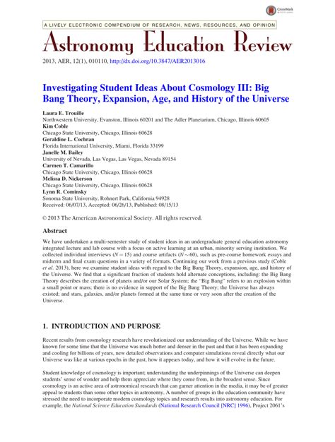 (PDF) Investigating Student Ideas About Cosmology III: Big Bang Theory ...