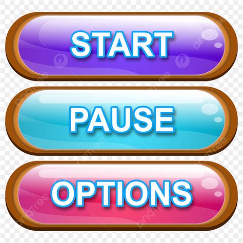 Pause Button Clipart PNG Images, Game Menu Start Pause And Options Button Glass Style, Mobile ...