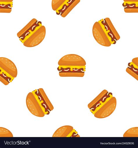 Burger or fast food cartoon seamless Royalty Free Vector