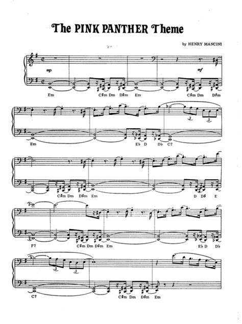 25+ Pink Panther Piano Notes PNG