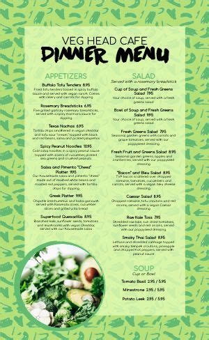 Vegan Menu Templates - Easy to Edit - MustHaveMenus