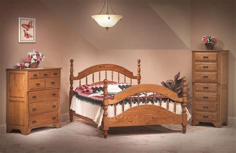 Amish Oak Crest Three Piece Bedroom Furniture Set in Solid Oak Wood ...