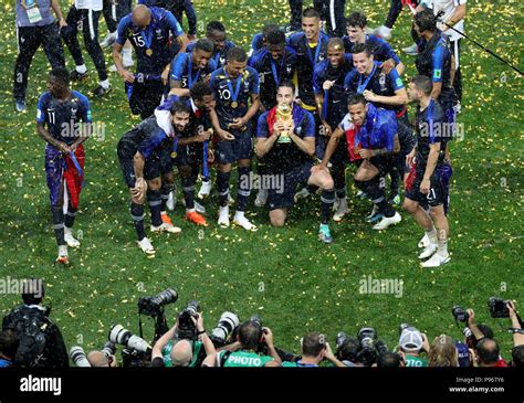 France celebrate with the trophy after winning the FIFA World Cup Final ...