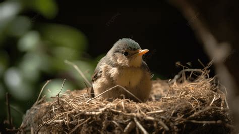 Tiny Bird Sitting In The Nest Background, Bird, Small Bird, Cute ...