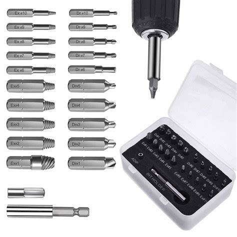 Buy Stripped Screw Extractor Set Damaged Screw Remover Kit for HSS ...