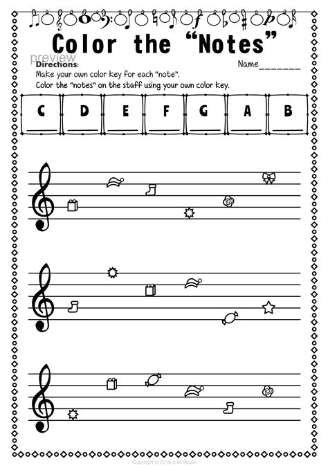 Treble Clef Note Name Worksheets for Christmas | Elementary music worksheets, Elementary music ...