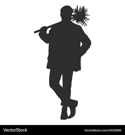 Chimney sweep posing silhouette Royalty Free Vector Image