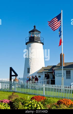 Pemaquid Point lighthouse and Fishermans Museum Pemaquid Maine USA United States of America ...