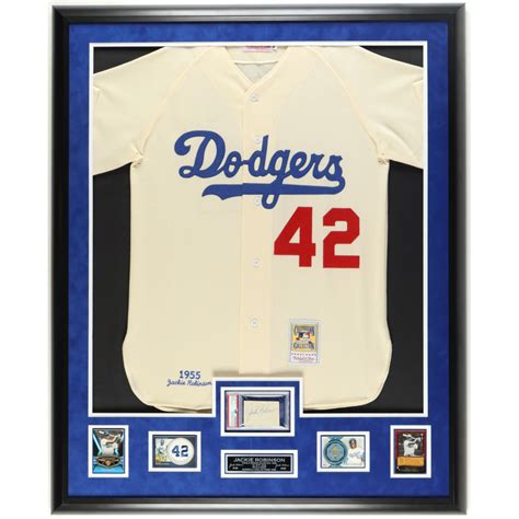 Jackie Robinson Signed Dodgers Custom Framed Display with High Grade ...