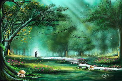 Digital painting on greenery fantasy landscape | Fantasy landscape, Digital painting, Painting