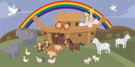 Noah's Ark Rainbow Kids Church Wallpaper Mural - Kids Room Mural Wall Decals