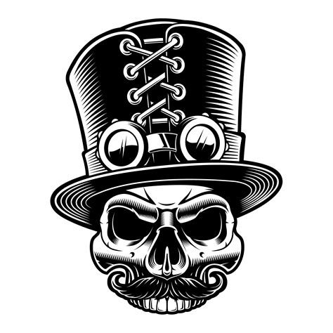 Vector illustration of a steampunk skull in top hat 539396 Vector Art at Vecteezy