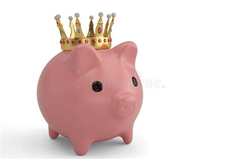 Pink Piggy Bank with Crown.3D Illustration Stock Illustration - Illustration of single ...