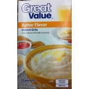 Great Value Grits, Instant, Butter Flavor: Calories, Nutrition Analysis & More | Fooducate
