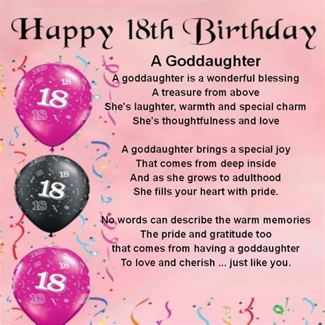 Poems for Birthday Girl Personalised Coaster Goddaughter Poem 18th Birthday | BirthdayBuzz