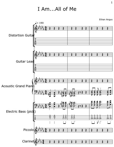 I Am...All of Me - Sheet music for Distortion Guitar, Guitar Lead, Piano, Electric Bass (pick ...