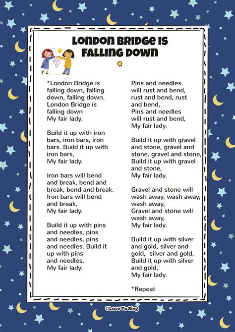London Bridge Is Falling Down | FREE Video Song & Lyrics | Children songs lyrics, Nursery rhymes ...
