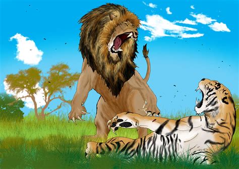 Lion vs Tiger by viktorangel1 on DeviantArt