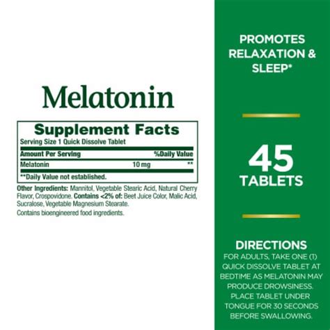 Nature's Bounty Melatonin Quick Dissolve Tablets Drug-Free Sleep Aid ...
