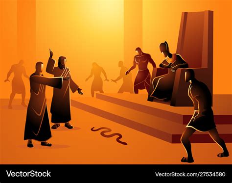 Moses turn staff into snake Royalty Free Vector Image