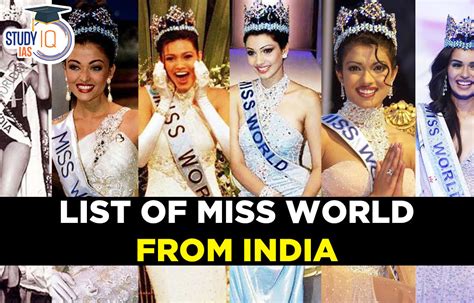 List of Miss World from India (1951-2024), Winners List