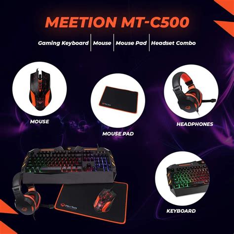 MEETION C500 Gaming Keyboard Mouse and Headset Bundle with Mouse Pad – MN Electronics