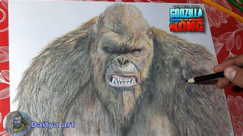 Drawing || Godzilla vs Kong || with color pencil Let's see. | Godzilla ...