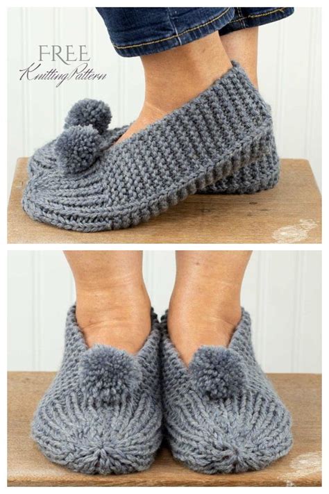 Easy Knit Rib Slippers Free Knitting Patterns - Knitting Pattern ...